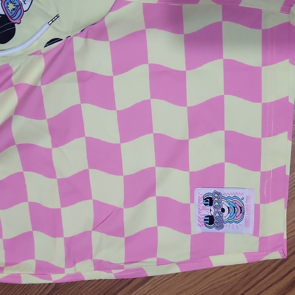 Mens XXL Disney Mickey Mouse Neff swim shorts NWT Pastels yellow Pink retro look - Picture 3 of 6